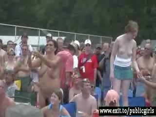 Milfs going Nude in public Party crowd video